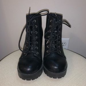 H&M Black Heel Combat Boots